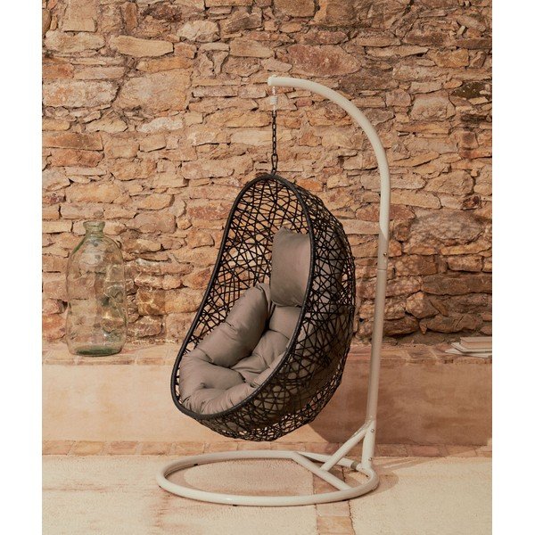 Világosszürke-sötétszürke rattan kerti függőfotel Florina – Kave Home-image-1