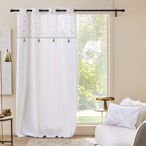 Fehér pamutkeverék függöny 140x240 cm Duchesse – douceur d'intérieur-image-1