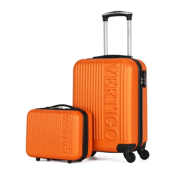 Valises Cabine & Vanity Case narancssárga gurulós bőrönd és poggyász szett - VERTIGO
