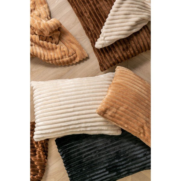 Ribbed krémszínű bársony pléd, 150 x 200 cm - PT LIVING-image-4