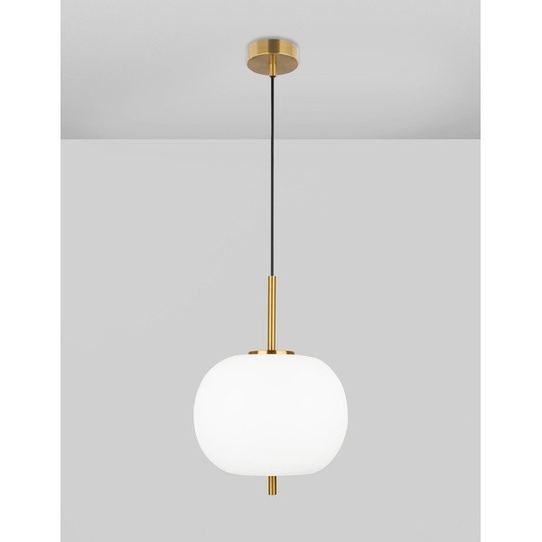 Fehér-sárgaréz színű üveg függőlámpa ø 30 cm Lato – Nova Luce-image-1