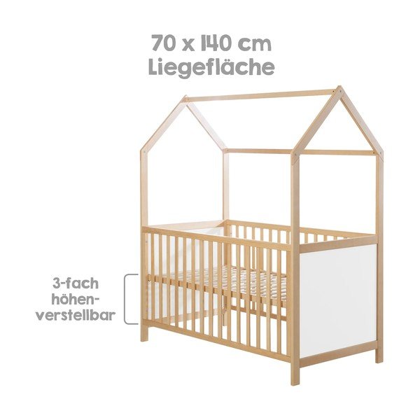 Fehér-natúr színű babaágy 70x140 cm – Roba-image-3