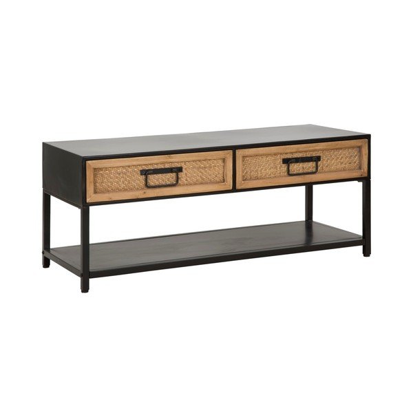 Fekete-natúr színű fém TV-állvány 95x38x38 cm Hanoi – Mauro Ferretti-image-2