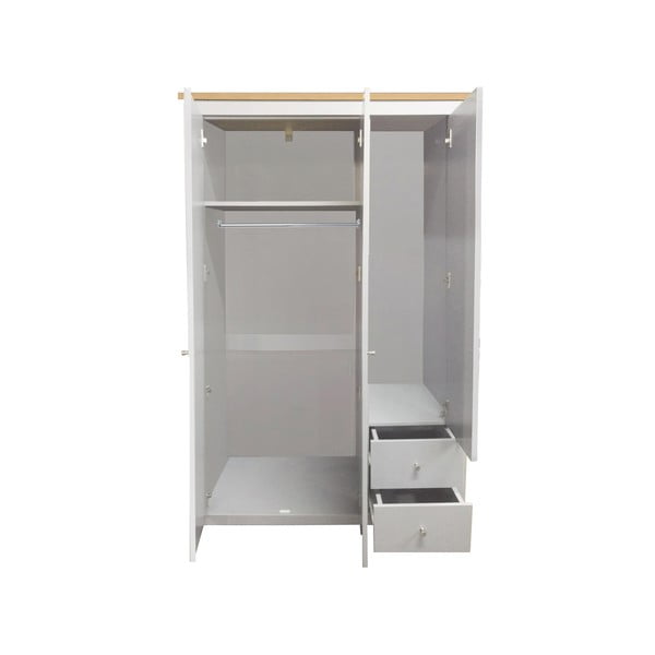 Szürke-natúr színű ruhásszekrény tölgyfa dekorral 112x180 cm Emerald – Støraa-image-1