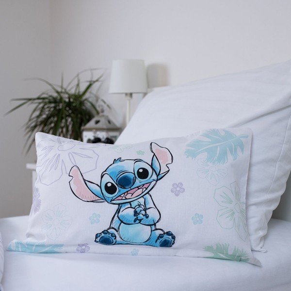 Fehér pamut gyerek ágyneműhuzat babaágyhoz 100x135 cm Lilo and Stitch "Ohana White" – Jerry Fabrics-image-3