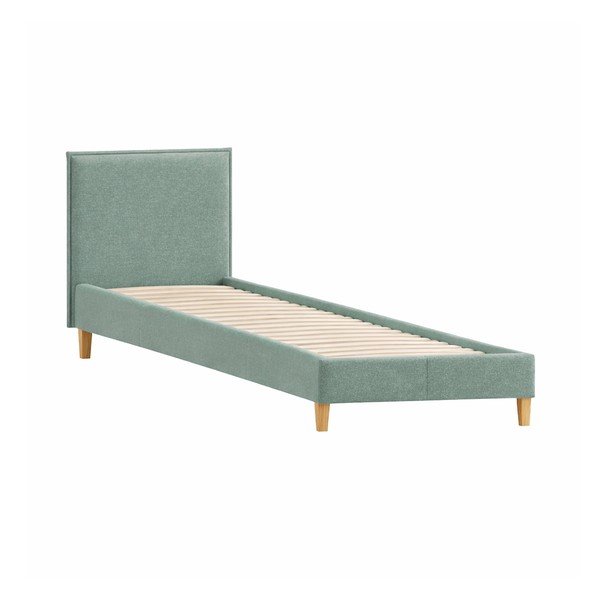 Zöld kárpitozott egyszemélyes ágy ágyráccsal 90x200 cm Tina – Ropez