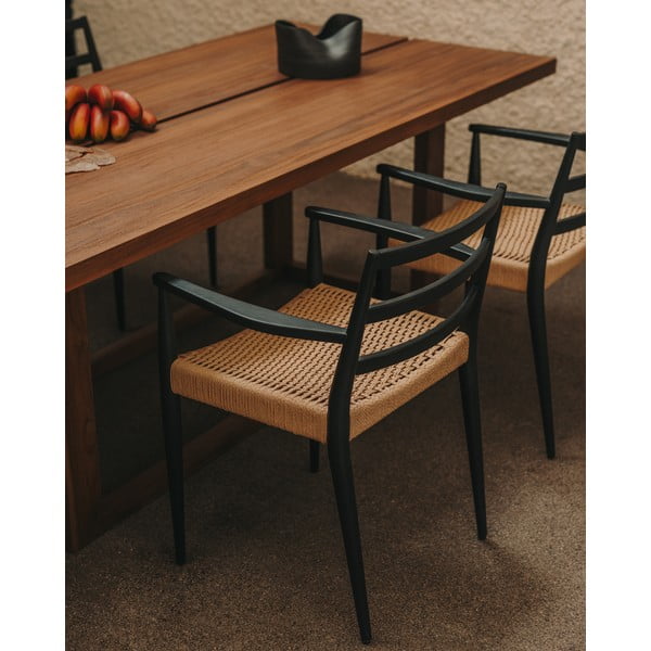 Natúr színű teakfa étkezőasztal 100x220 cm Sashi – Kave Home-image-2