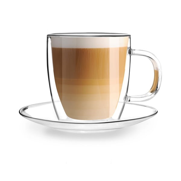 2 db-os duplafalú üveg csésze és csészealj készlet, 250 ml - Vialli Design-image-3