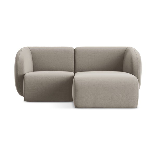 Világosbarna bársony sarokkanapé (jobb oldali-heverő résszel) Lani – Makamii