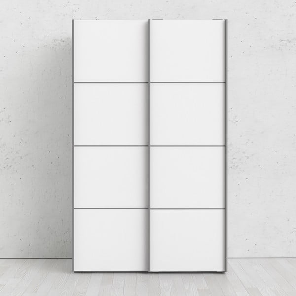 Verona fehér ruhásszekrény tolóajtókkal, 122 x 202 cm - Tvilum-image-1