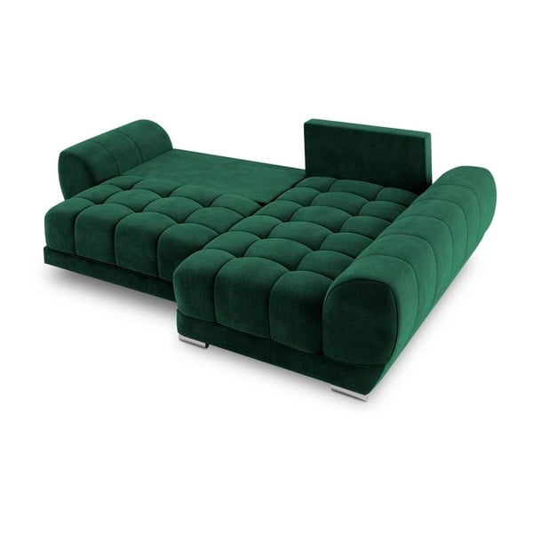 Nuage palackzöld kinyitható sarokkanapé bársony kárpittal, jobb oldali - Windsor & Co Sofas-image-4