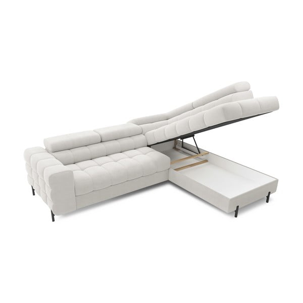 Krémszínű buklé kinyitható-tárolóhelyes sarokkanapé (jobb oldali-L alakú) Ferucce – ELTAP-image-4
