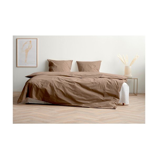 Barna kétszemélyes hosszabbított pamut-perkál ágyneműhuzat 200x220 cm Crisp – Södahl-image-3