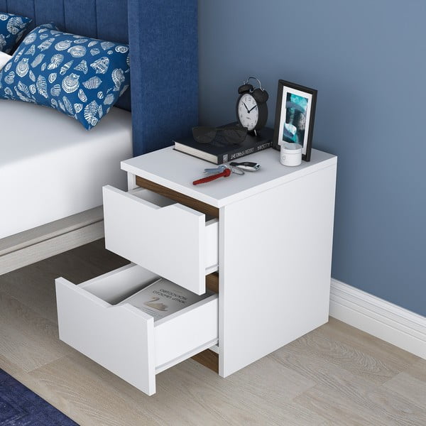 Fehér éjjeliszekrény Erica – Kalune Design-image-4