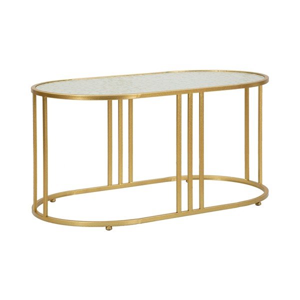 Fehér-aranyszínű dohányzóasztal üveg asztallappal 50x90 cm Antalia – Mauro Ferretti