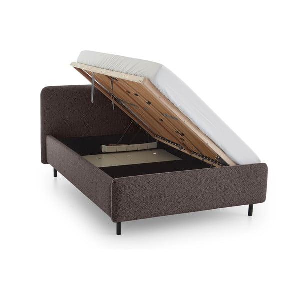 Antracitszürke kárpitozott ágyneműtartós franciaágy ágyráccsal 140x200 cm Primo – Meise Möbel-image-3