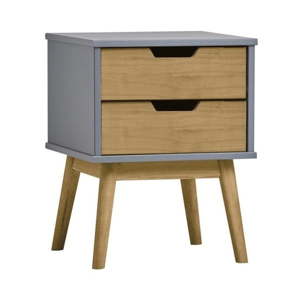 Baku szürke-barna éjjeliszekrény tömör borovi fenyőből - Marckeric-image-2