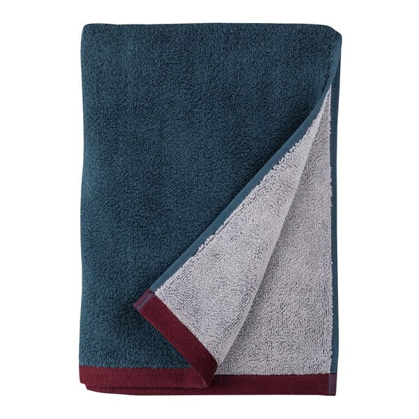 Sötétkék-szürke frottír bio pamut fürdőlepedő 70x133 cm Soft – Mette Ditmer Denmark