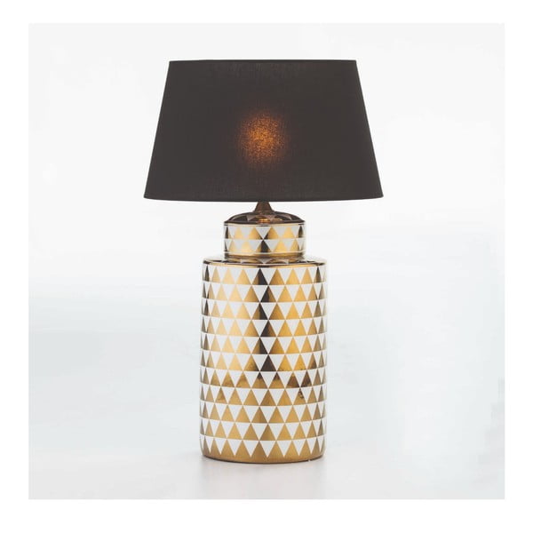 Kerámia asztali lámpa búra nélkül, fehér-aranyszínű mintával, magasság 51 cm - Thai Natura