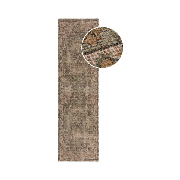 Khaki kézi szövésű jutakeverék futószőnyeg 60x230 cm Selena Jute Traditional – Flair Rugs