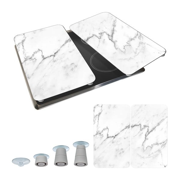 Edzett üveg tűzhely fedőlap szett 2 db-os 30x52 cm Marble – Wenko-image-2