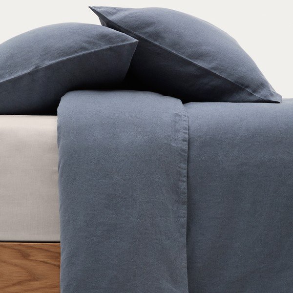 Szürkéskék kétszemélyes hosszabbított lenkeverék ágyneműhuzat 240x220 cm Simmel – Kave Home-image-2
