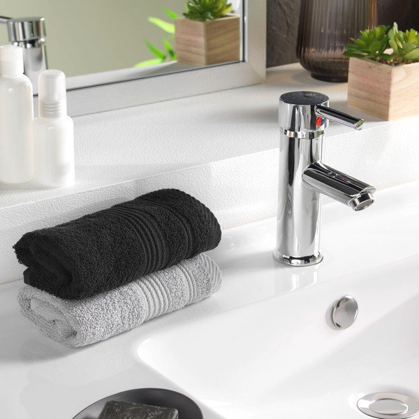 Fekete frottír pamut törölköző 30x50 cm Tendresse – douceur d'intérieur-image-1