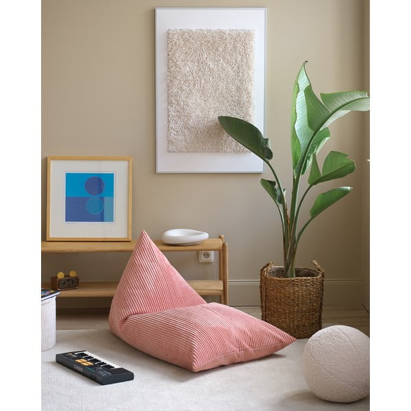 Rózsaszín kordbársony gyerek babzsákfotel Big Lounger – Wigiwama-image-2
