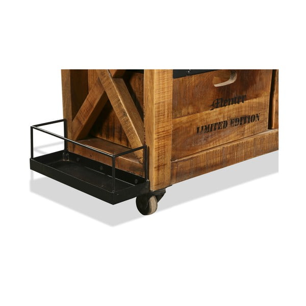 Natúr színű mangófa bortartó szekrény, palackok száma 5, 100x92x30 cm Ravi – Interia Home & Living-image-4