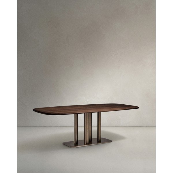 Étkezőasztal diófa dekorral 100x180 cm Melvar – Kave Home-image-3