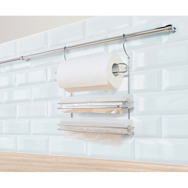 Ezüstszínű függő krómozott acél papírtörlő tartó Lonardo – Metaltex-image-2