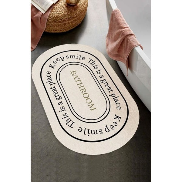 Krémszínű bársony fürdőszobai kilépő 60x100 cm – Mila Home-image-1