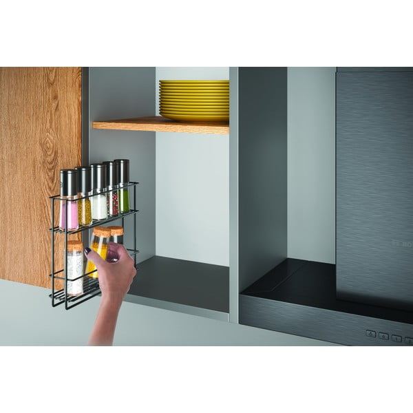 Lava fekete kihúzható kétszintes fali fűszertartó - Metaltex-image-1