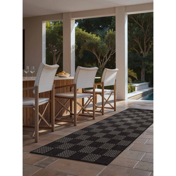 Fekete-krémszínű kültéri-beltéri futószőnyeg 80x200 cm Haringey Dorothy – Ted Baker-image-1