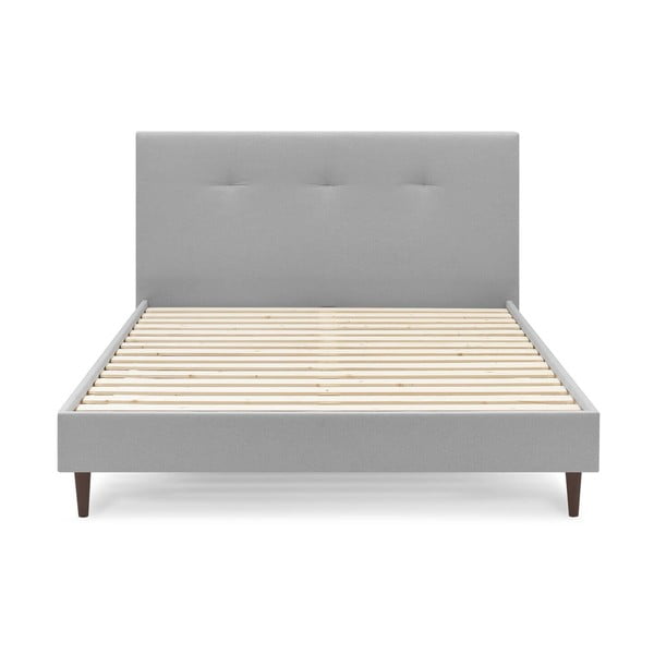 Világosszürke kárpitozott franciaágy ágyráccsal 180x200 cm Tory – Bobochic Paris-image-1