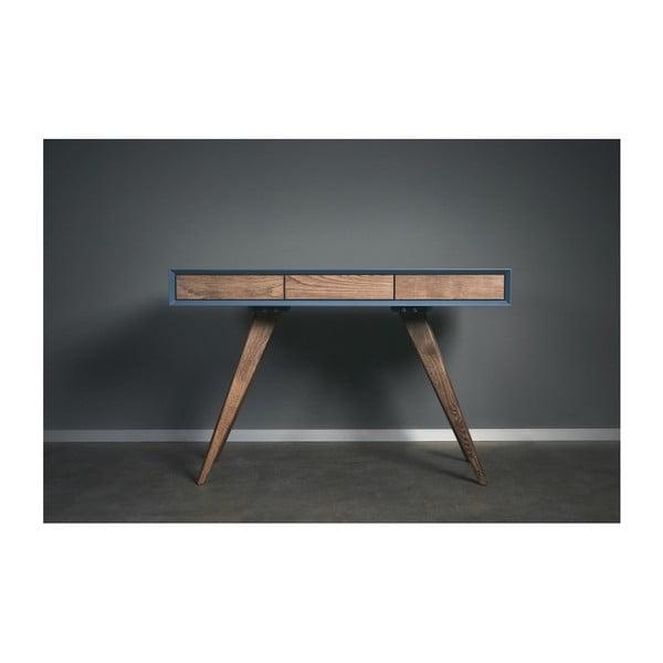 Triangle kék tömör kőrisfa íróasztal, 130 x 70 cm - Charlie Pommier