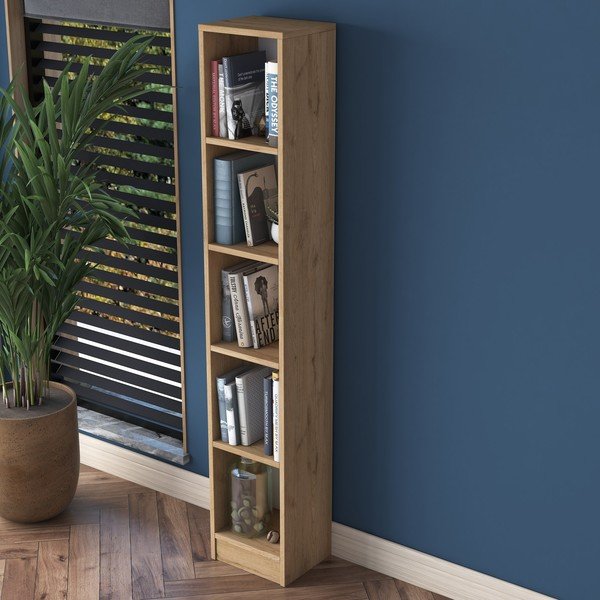 Natúr színű könyvespolc diófa dekorral 30x170 cm Allen – Kalune Design-image-3