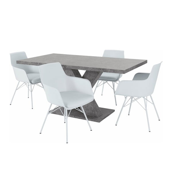 Albert asztal és 4 részes fehér szék szett - Støraa