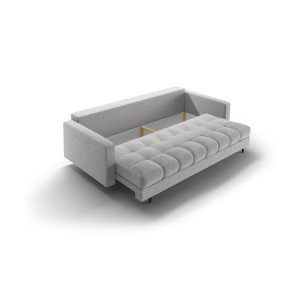 Világosszürke buklé kinyitható tárolóhelyes kanapé 222 cm Bali – Cosmopolitan Design-image-4