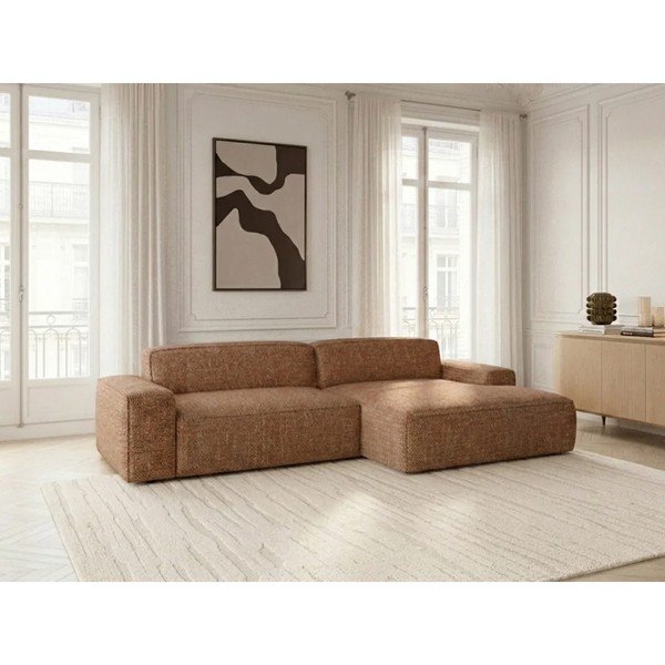 Narancssárga kinyitható-elektromos ülésállítással sarokkanapé (jobb oldali) Abel – Bobochic Paris-image-3