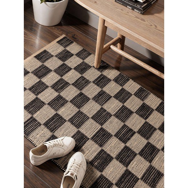 Fekete-krémszínű kétoldalas-kézi szövésű jutakeverék futószőnyeg 80x200 cm Rex – Hanse Home-image-3