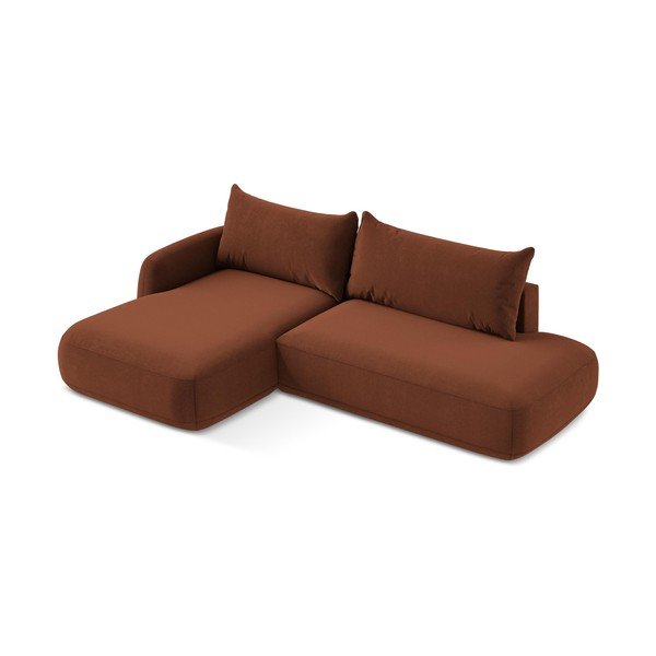 Terrakotta színű kinyitható sarokkanapé (bal oldali-heverő résszel) Hale – Makamii-image-2