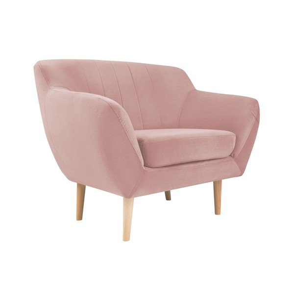 Sardaigne világos rózsaszín bársony fotel - Mazzini Sofas-image-2