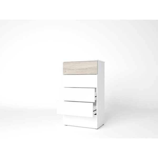 Fehér magas komód tölgyfa dekorral 62x111 cm Sahara - Marckeric-image-3