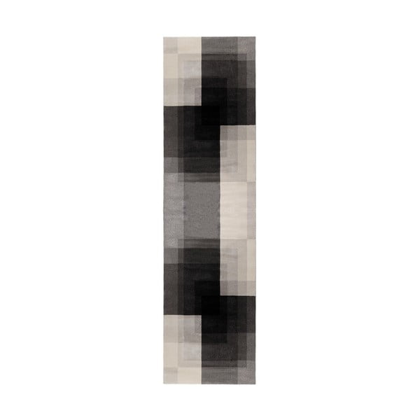 Plaza szürke-fekete szőnyeg, 60 x 230 cm - Flair Rugs
