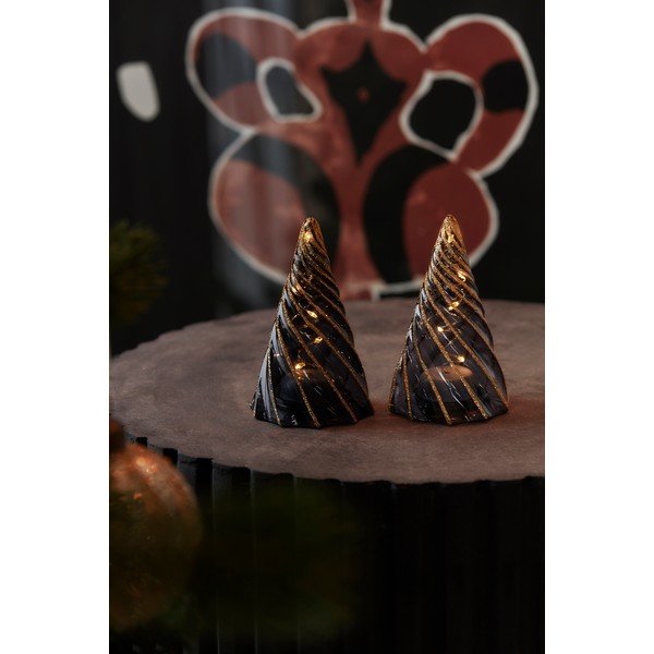 Fekete elemmel működő fénydekoráció készlet 2 db-os ø 6 cm Vilma Tree – Sirius-image-1