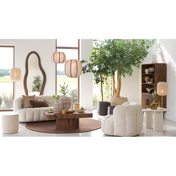 Krémszínű függőlámpa textil búrával Esmiria – Light & Living-image-1