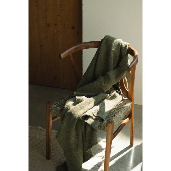 Khaki pamut takaró 130x180 cm Handloom – Lorena Canals-image-1