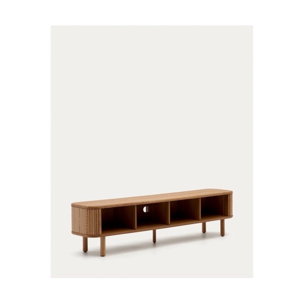 Natúr színű TV-állvány kőrisfa dekorral 200x50x40 cm Mailen – Kave Home-image-4