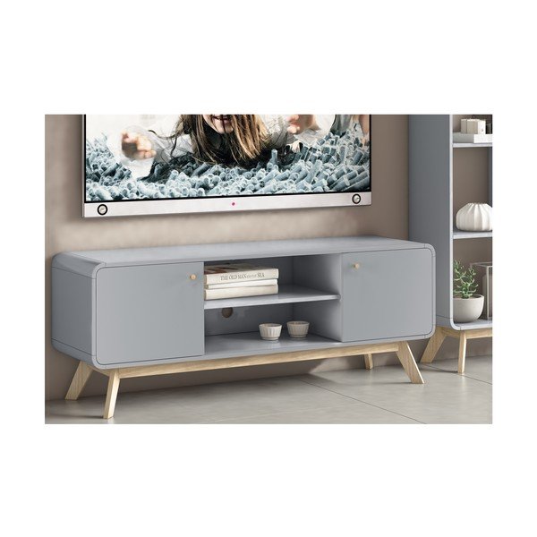 Szürke TV-állvány 140x53 cm Caitlin – Støraa-image-4